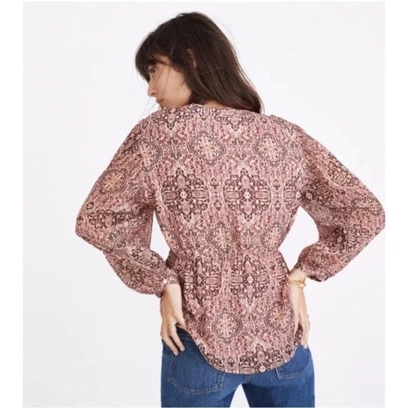 NWT MADEWELL Drawstring Top in Kaleidoscope Print Size XS - Picture 3 of 10